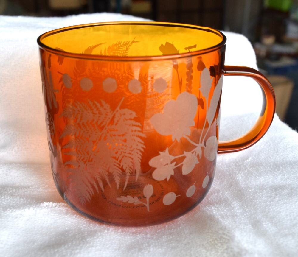 Fringe Studio Borosilicate Single Wall Glass Mug, FLEUR FOUND BOTANICALS, 3.5"